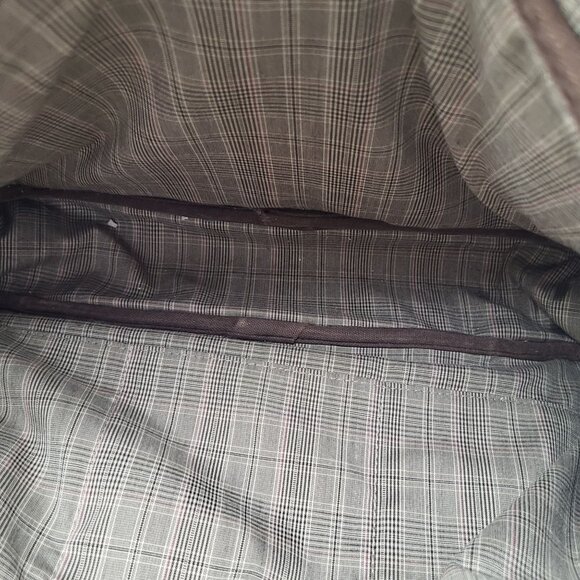 FOSSIL Brown Leather Laptop Bag Satchel  Messenger Shoulder Strap y2k acadamia - Picture 12 of 16